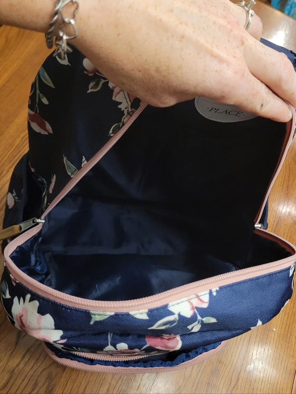 The Children's Place Girls Floral Backpack – Navy & Pink Floral Print – Like New